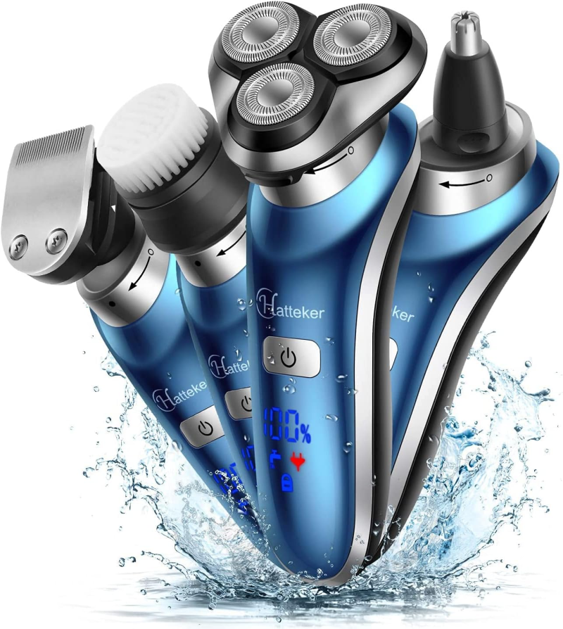 4-in-1 Electric Shaver & Trimmer – Cordless, Rechargeable, Waterproof Rotary Razor - Image 2