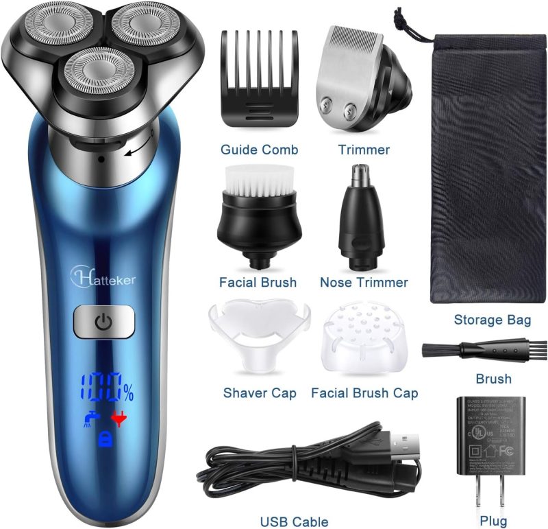 4-in-1 Electric Shaver & Trimmer – Cordless, Rechargeable, Waterproof Rotary Razor - Image 7