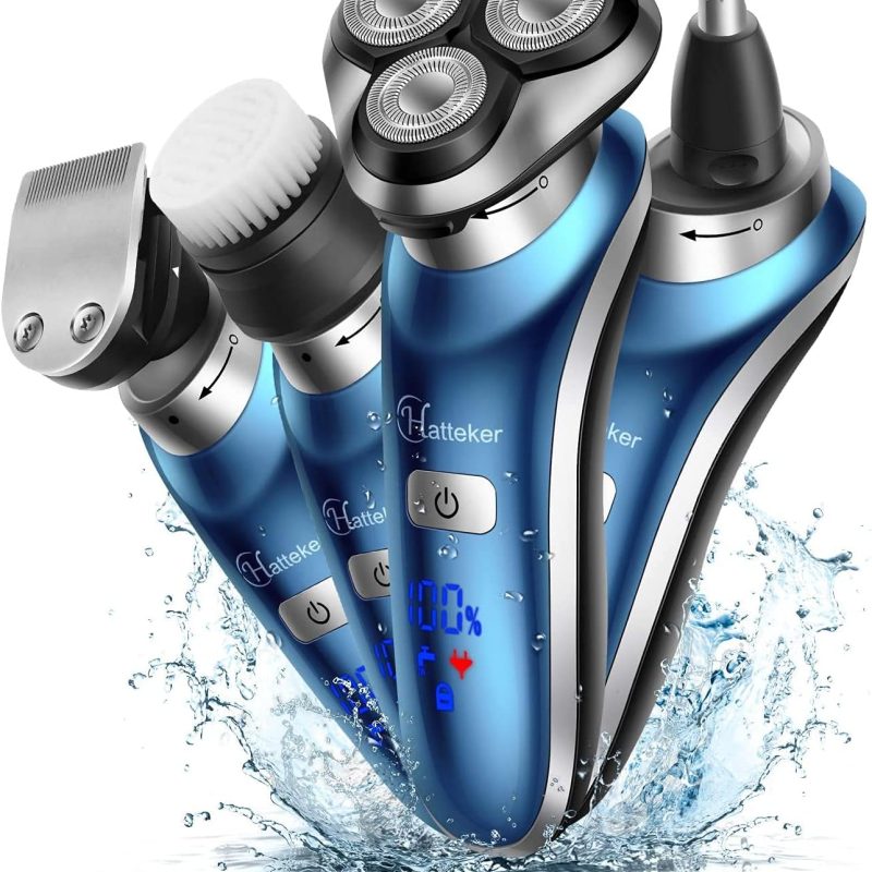 4-in-1 Electric Shaver & Trimmer – Cordless, Rechargeable, Waterproof Rotary Razor