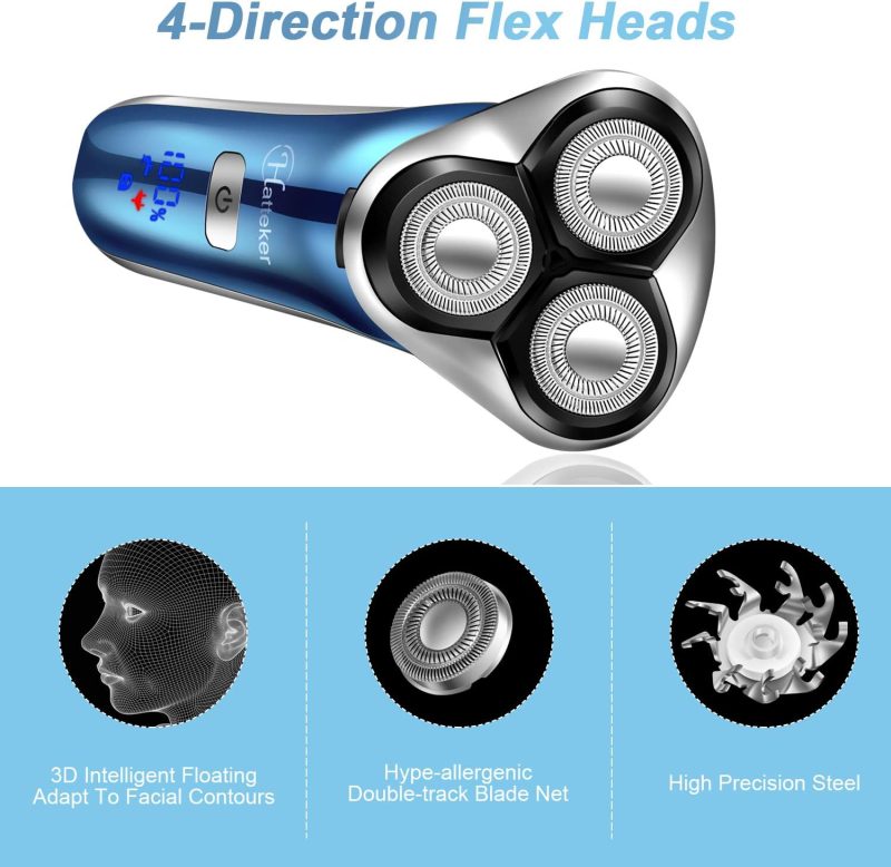4-in-1 Electric Shaver & Trimmer – Cordless, Rechargeable, Waterproof Rotary Razor - Image 5
