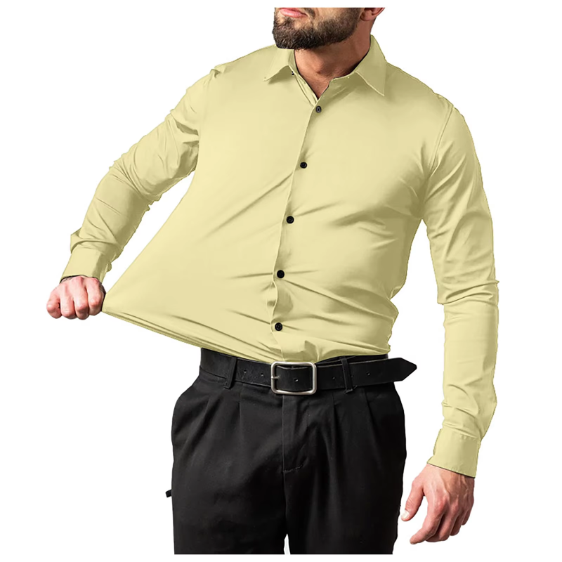 Men’s Luxury Dress Shirt – Solid Long Sleeve Stretch Button-Down, Business Casual, Wrinkle-Free, Formal Shirt for Men - Image 6