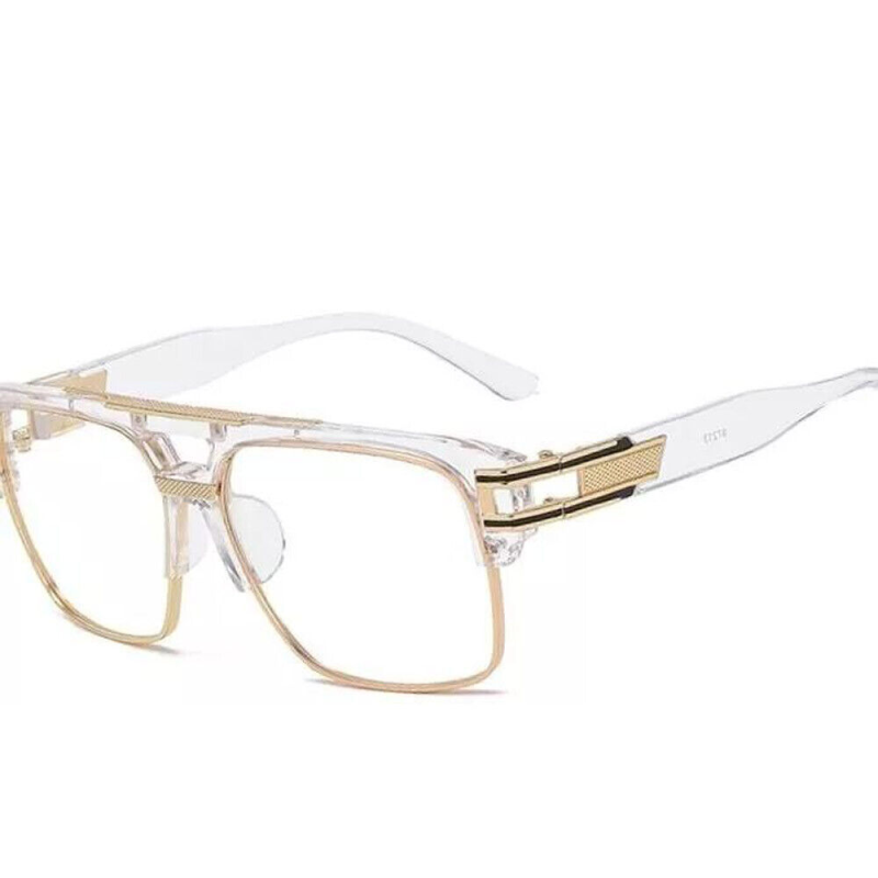 Men's Designer Square Sunglasses – Clear Gold Frame, Fashion Clear Lens - Image 2