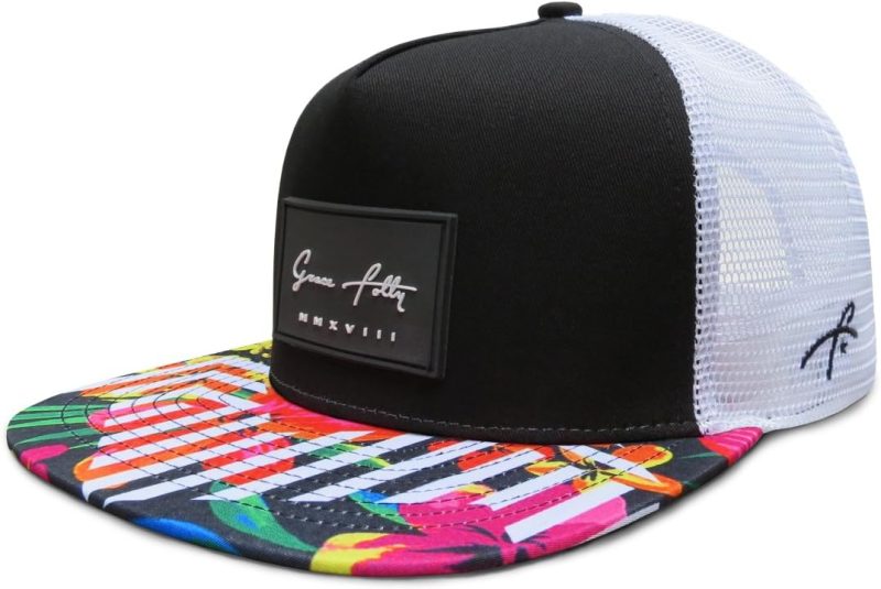 Grace Folly Floral Snapback Trucker Hat – Adjustable Fit, Mesh Back, Flat Bill - Image 2