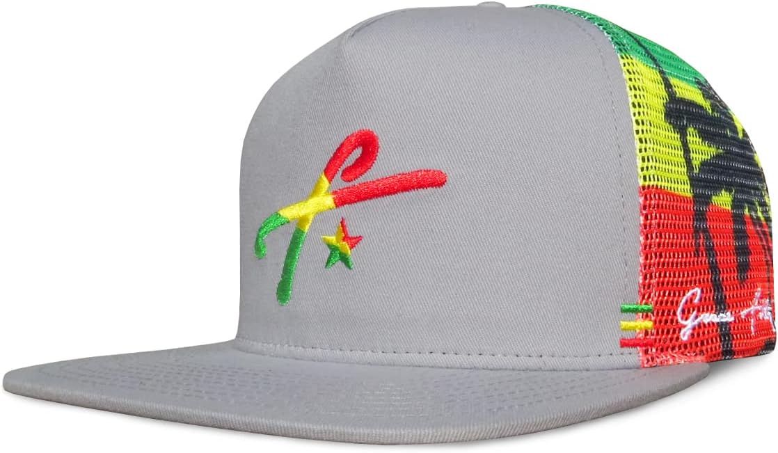 Grace Folly Rasta Snapback Trucker Hat – Adjustable Fit, Mesh Back, Flat Bill