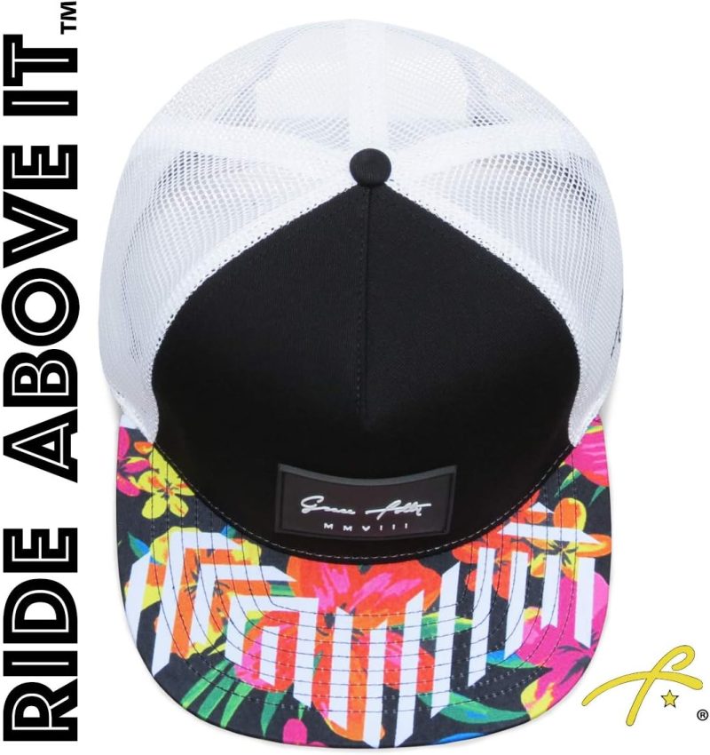 Grace Folly Floral Snapback Trucker Hat – Adjustable Fit, Mesh Back, Flat Bill - Image 3