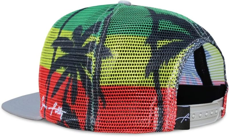 Grace Folly Rasta Snapback Trucker Hat – Adjustable Fit, Mesh Back, Flat Bill - Image 4