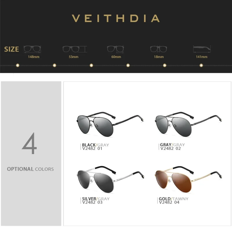 VEITHDIA Men’s Vintage Polarized Sunglasses – UV400 Classic Driving Eyewear for Men - Image 5